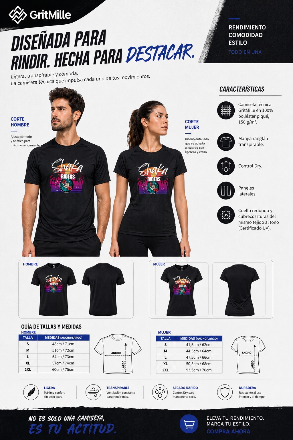Camiseta técnica negra personalizada